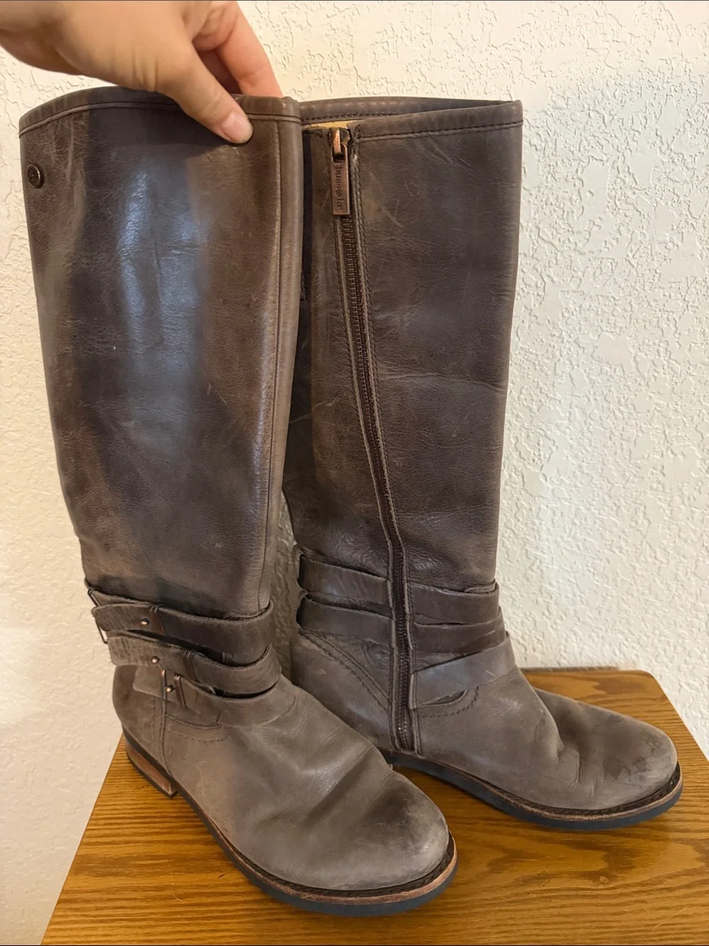 Over-the-Knee Buckle Riding Boots in Dark Brown
